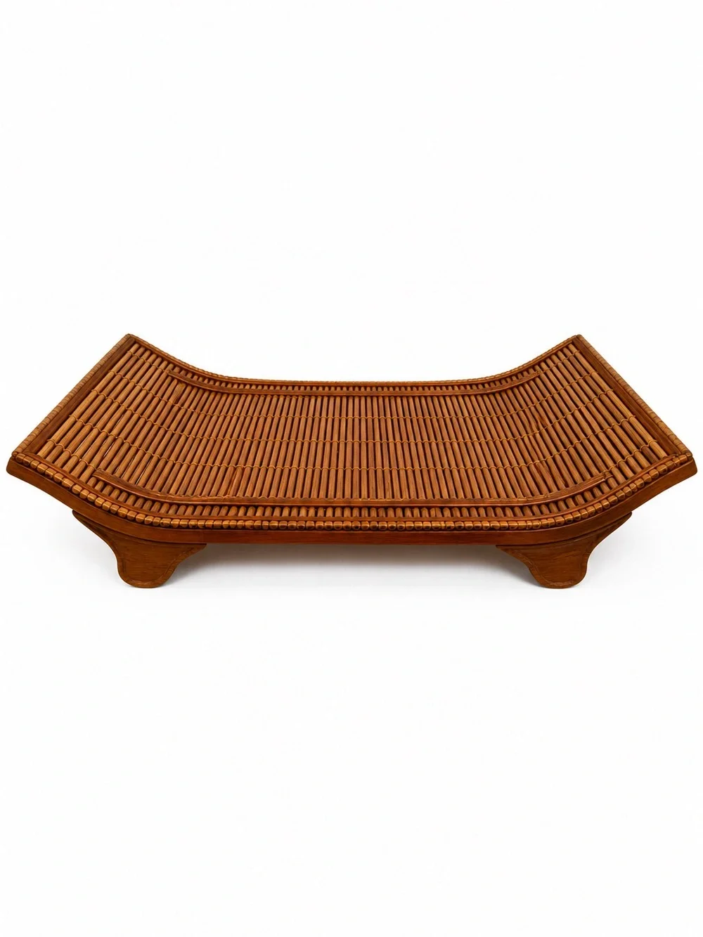 Vintage Curved Rattan Bamboo Display Tray on Feet 💕